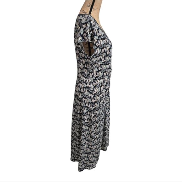 Max Studio Floral Flutter Sleeve Ruched Side Waist Faux Wrap Dress Size Med New! - Picture 3 of 11